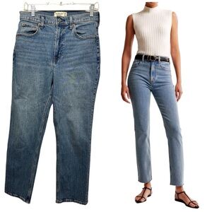 Abercrombie & Fitch Ankle Straight Ultra High Rise Medium Wash Denim Jeans